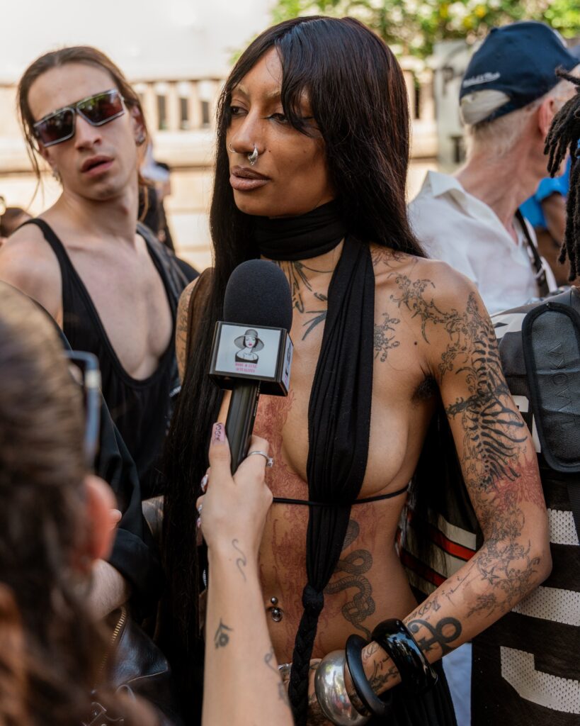 Guest at the Rick Owens show during Fashion Week in Paris 2026.