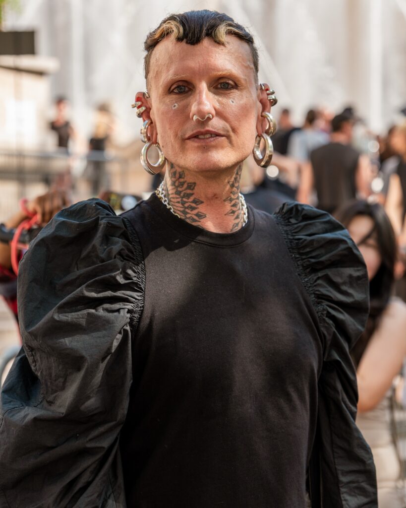 Guest at the Rick Owens show during Fashion Week in Paris 2026.