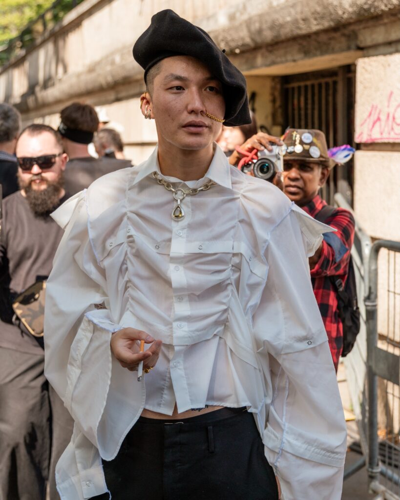 Guest at the Rick Owens show during Fashion Week in Paris 2026.