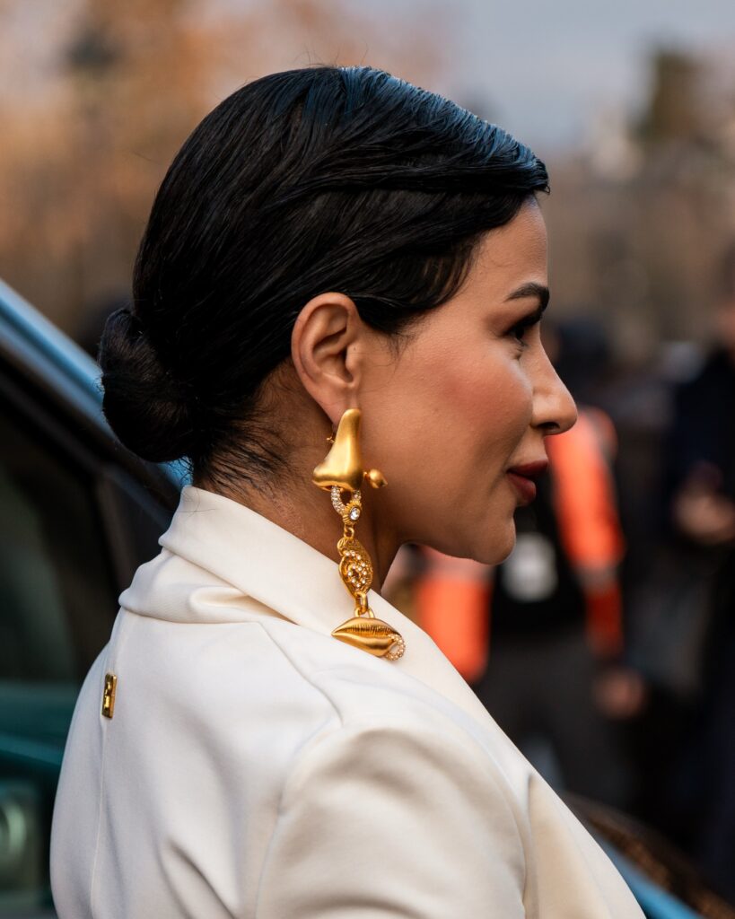 Guest at the Schiaparelli show during Haute Couture in Paris 2026.
