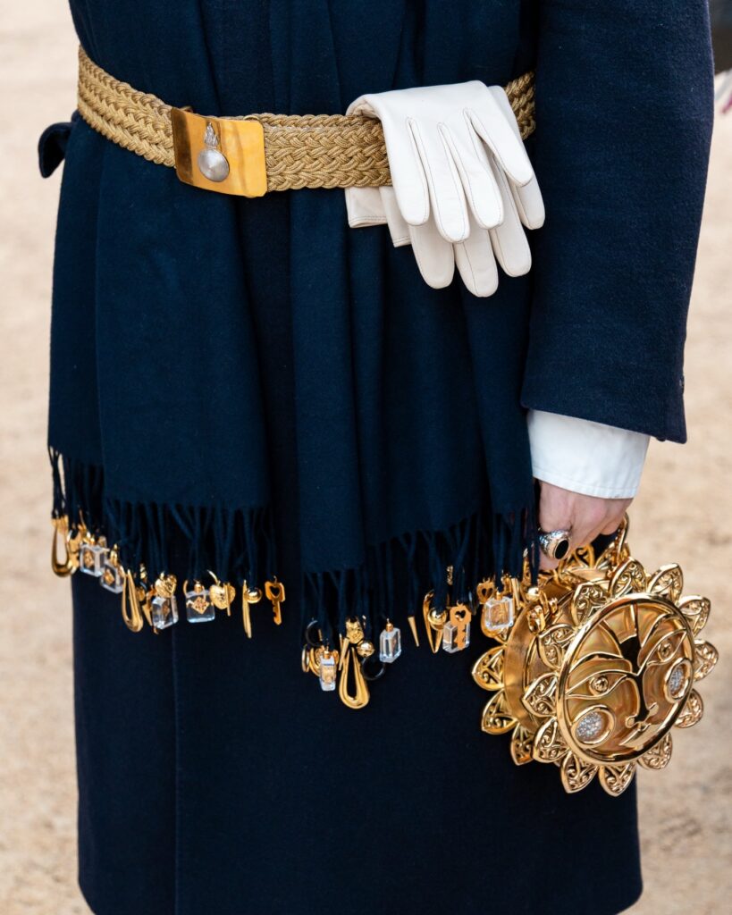 Guest at the Schiaparelli show during Haute Couture in Paris 2026.
