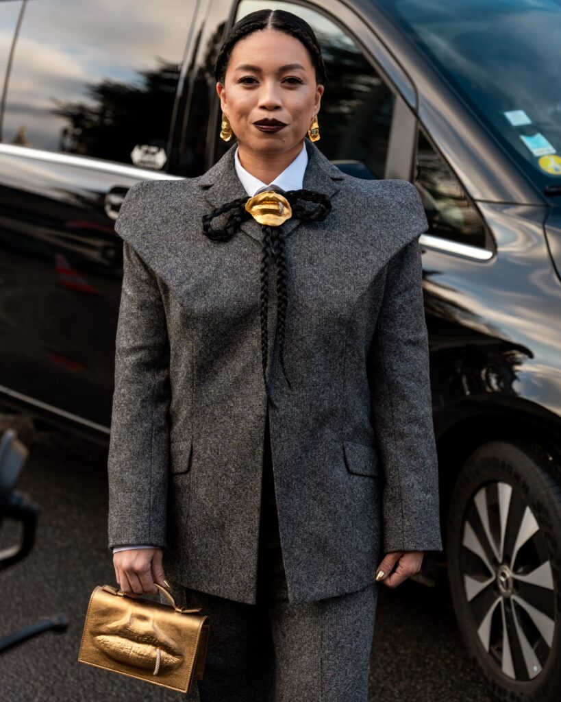 Guest at the Schiaparelli show during Haute Couture in Paris 2026.