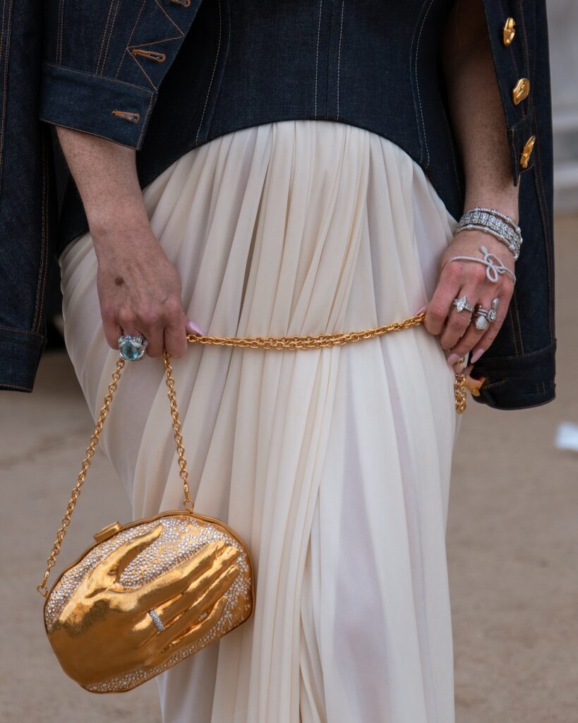 Guest at the Schiaparelli show during Haute Couture in Paris 2026.