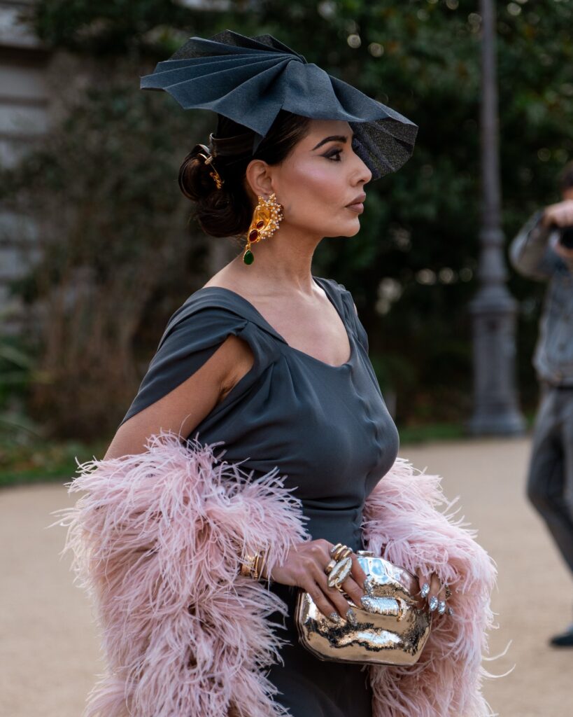 Guest at the Schiaparelli show during Haute Couture in Paris 2026.
