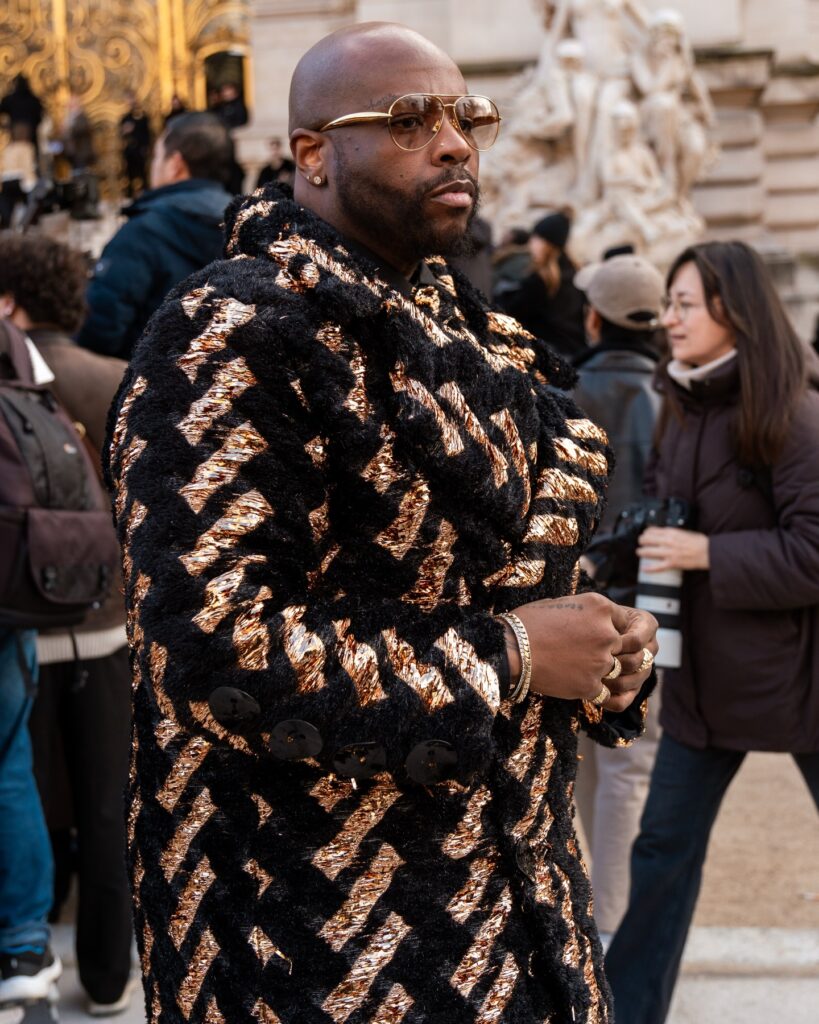 Guest at the Schiaparelli show during Haute Couture in Paris 2026.