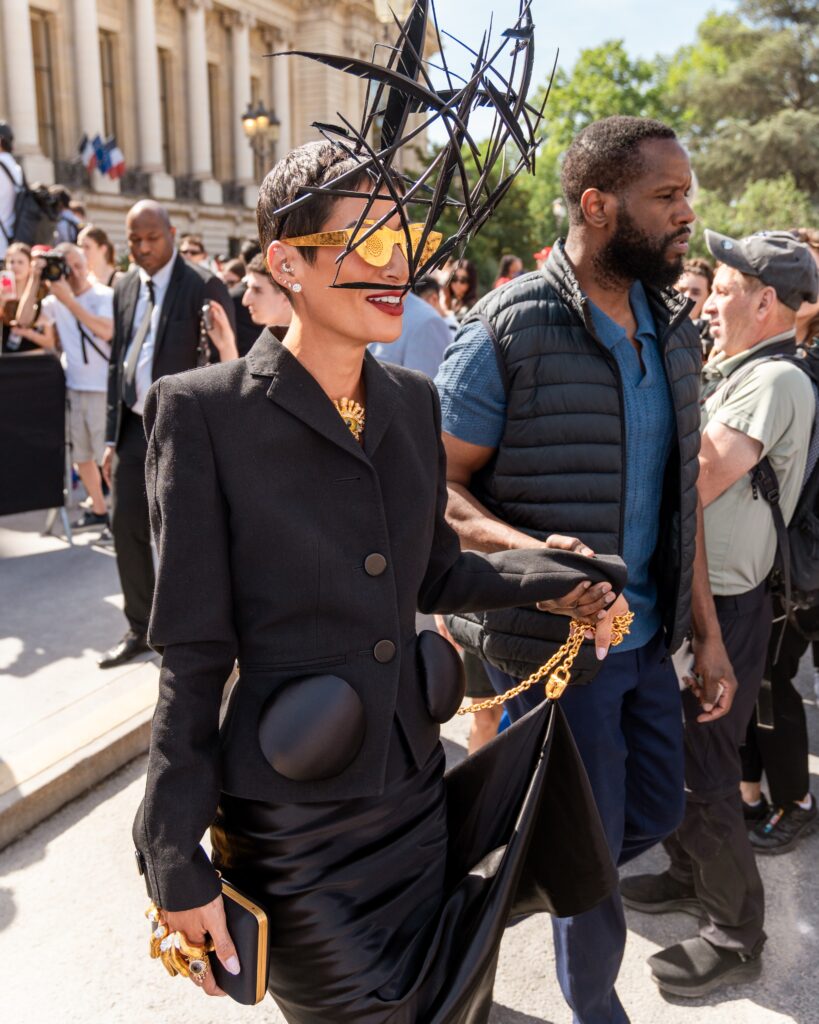 Guest at the Schiaparelli show during Haute Couture in Paris 2026.
