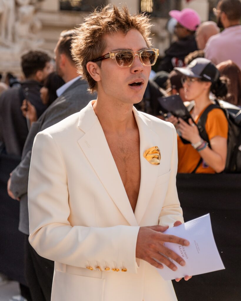 Guest at the Schiaparelli show during Haute Couture in Paris 2026.