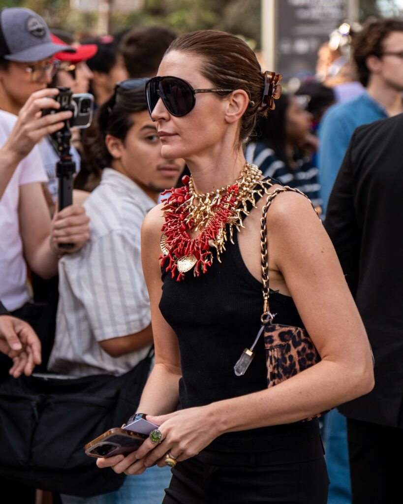 Guest at the Schiaparelli show during Haute Couture in Paris 2026.