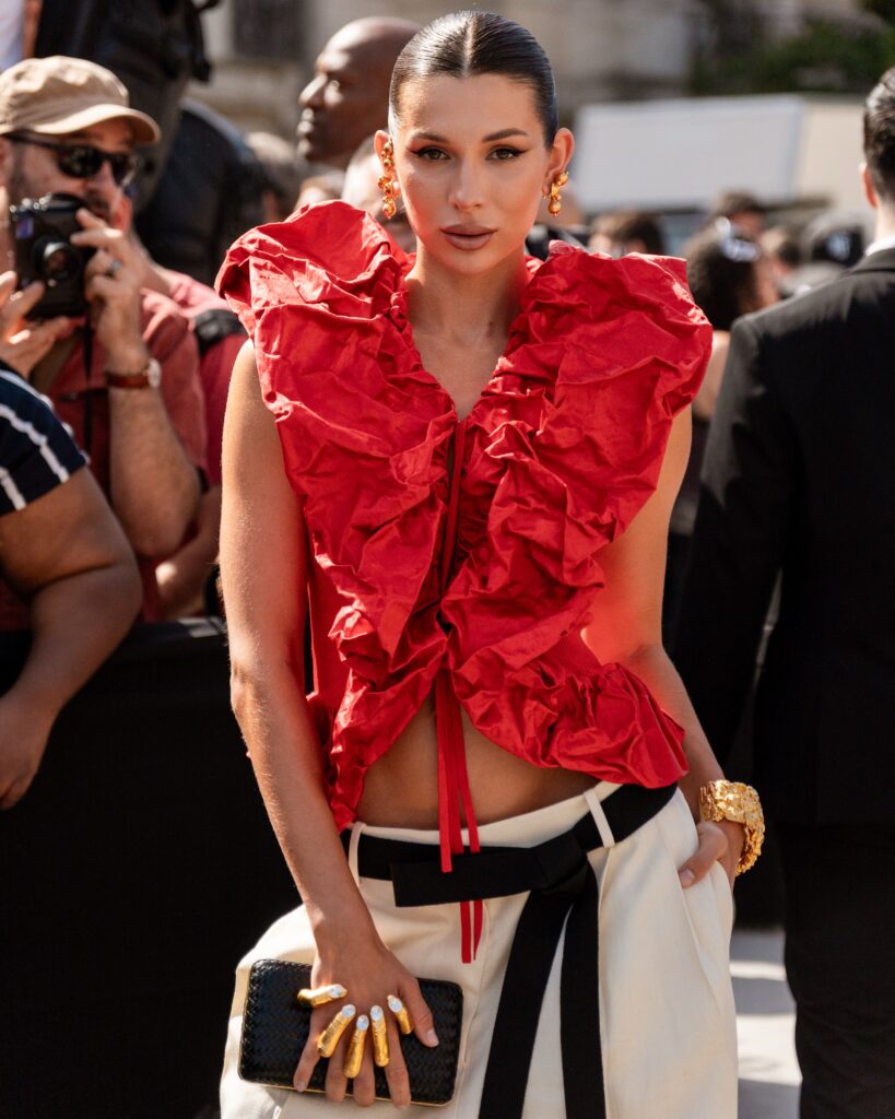 Guest at the Schiaparelli show during Haute Couture in Paris 2026.