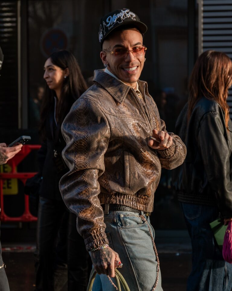 Sfera Ebbasta at the AMIRI show during Fashion Week in Paris 2026.