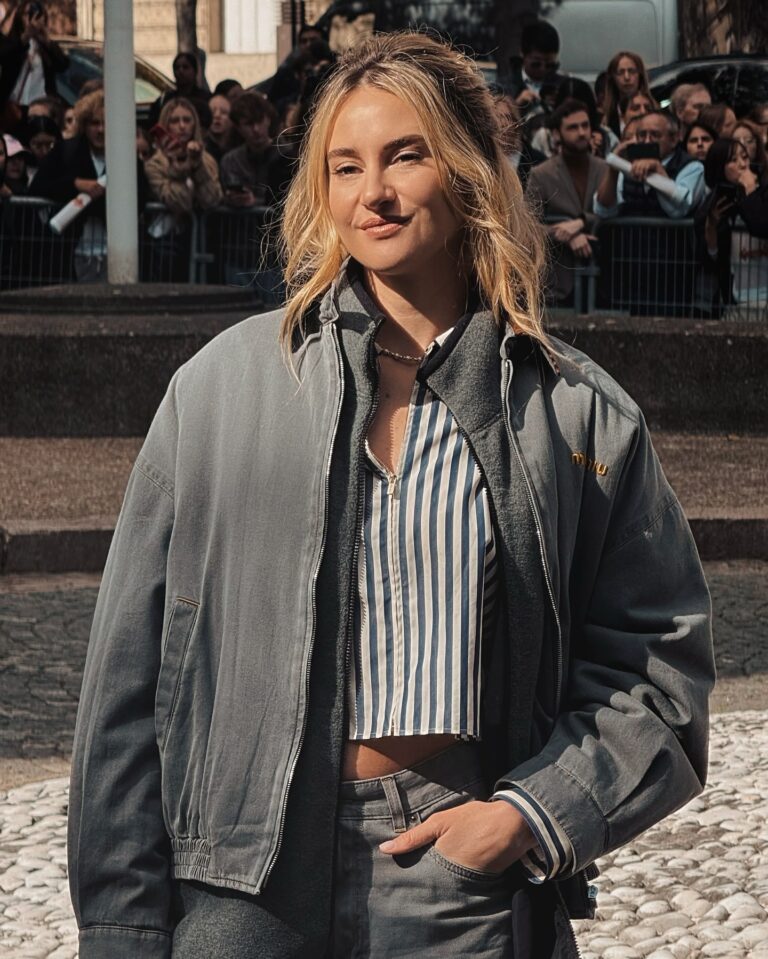 Shailene Woodley at the Miu Miu show during Paris Fashion Week 2024.