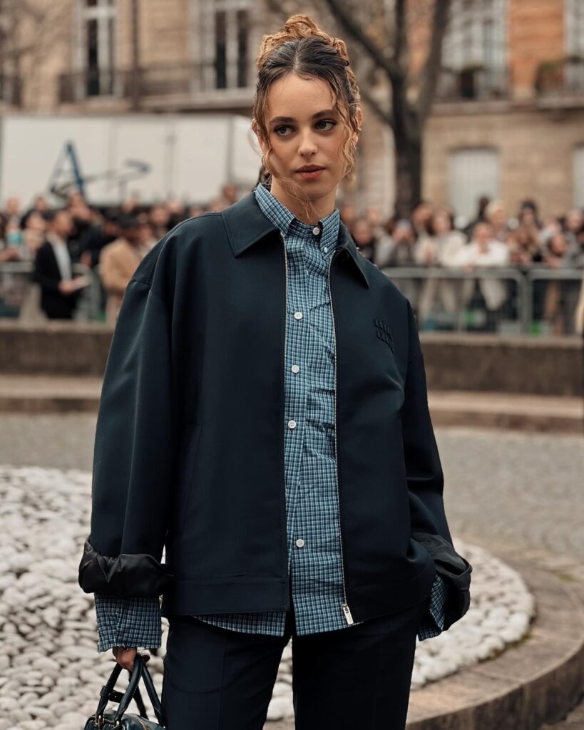 Tess at the Miu Miu show during Paris Fashion Week 2024.