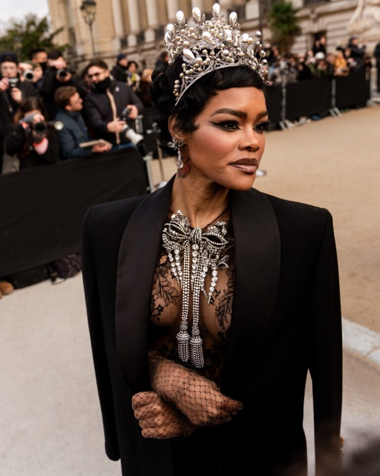 Teyana Taylor at the Schiaparelli show during Haute Couture in Paris 2026.