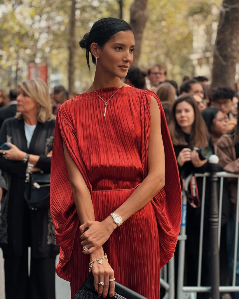 Thayna Soares Sineiro at the Hermès show during Paris Fashion Week 2023.
