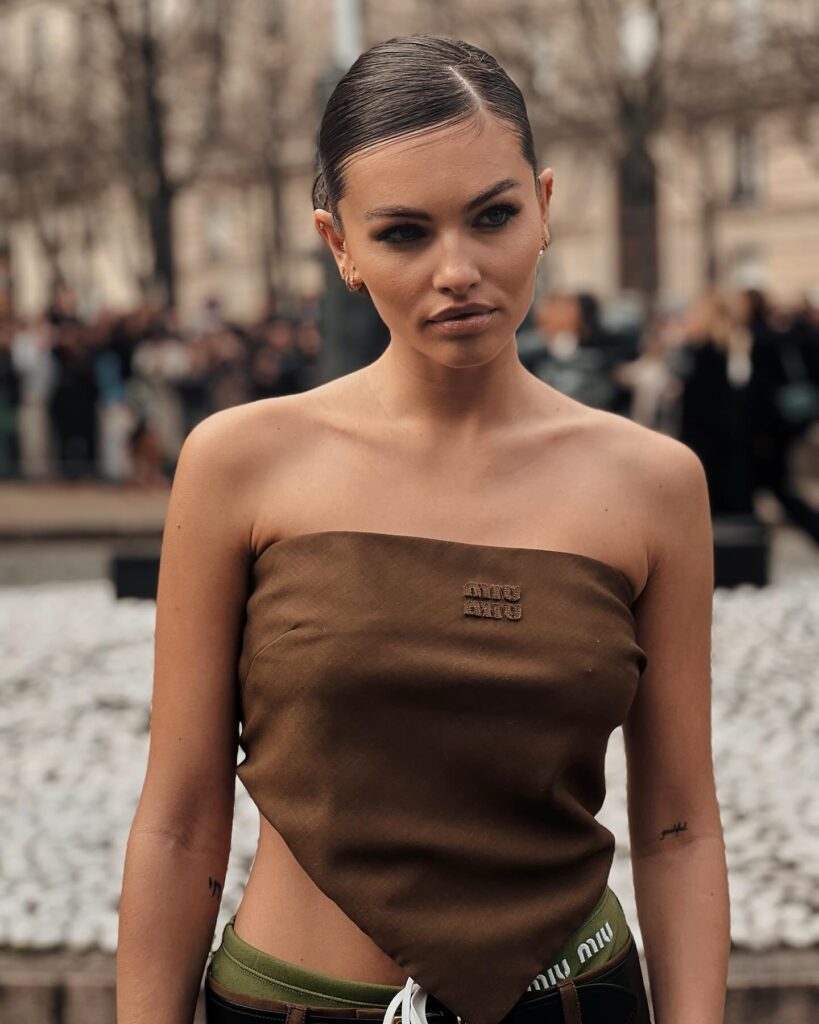 Thylane Blondeau Attal at the Miu Miu show during Paris Fashion Week 2024.