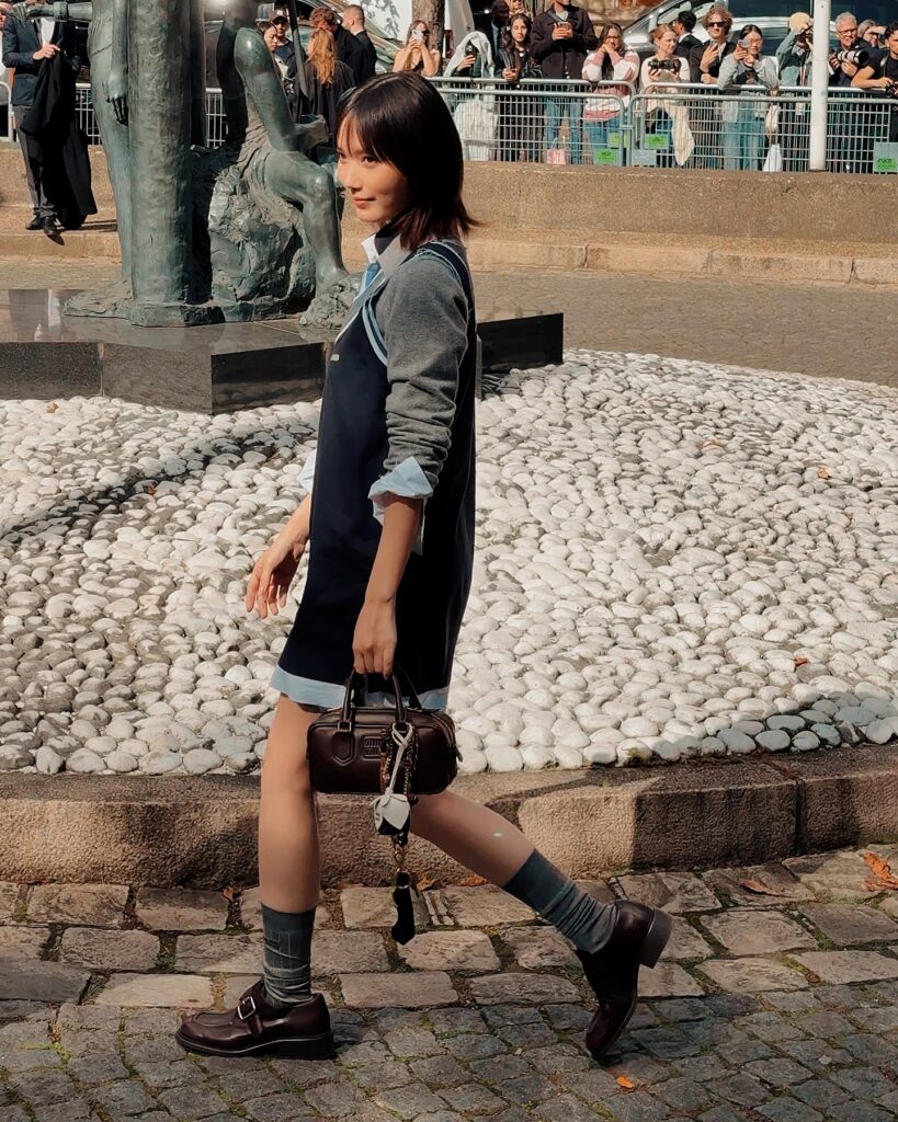 Tsubasa Honda at the Miu Miu show during Paris Fashion Week 2024.